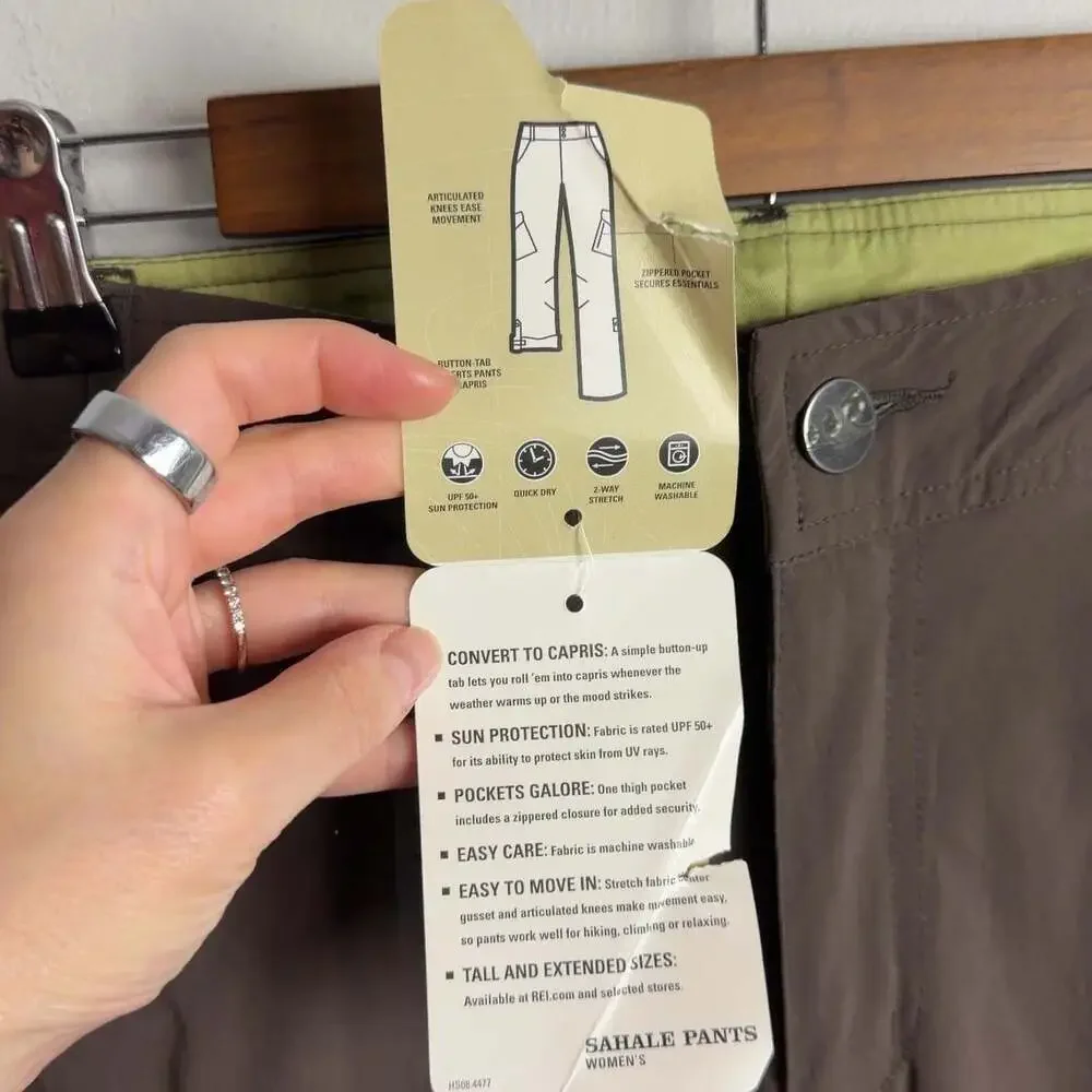 NWT REI Co-op Sahale Convertible Hiking Pants Size 8 Pinecone Brown Women’s